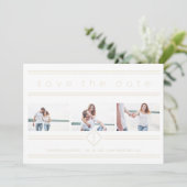 Carte Collage Minimalist 3 Photos Couple Wedding Initial (Debout devant)