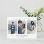 Carte Collage moderne 3 Photos Mariage Script minimalist (Debout devant)