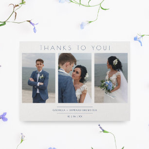 Carte Collage moderne 3 Photos Mariage Script minimalist