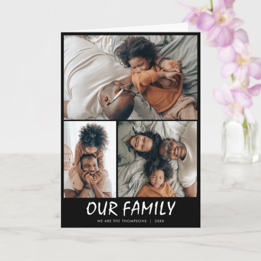 Carte Collage personnalisé de trois photos (Orchidée)