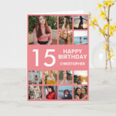 Carte Collage photo 15e anniversaire 13 Photos rose et b (Fleur jaune)