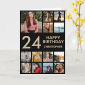Carte Collage photo 24e anniversaire 13 Photos Black & G (Fleur jaune)