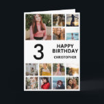 Carte Collage photo 3e anniversaire 13 photos noir et bl<br><div class="desc">3e Joyeux Anniversaire Photo Collage 13 Photos Carte d'Anniversaire Noir et Blanc pour n'importe quel âge. 1er 13ème 15ème 16ème 18ème 20ème 21ème 30ème 40ème 50ème 60ème 70ème 80ème 90ème 100ème, tout âge. Pour plus de personnalisation, cliquez sur le bouton "Customiser" et utilisez notre outil de conception pour modifier ce...</div>