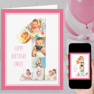 Carte Collage Photo Anniversaire Numéro 1 pour une Fille