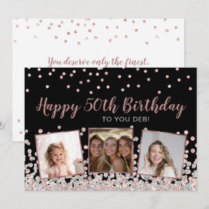 Carte Collage Photo Argent Or Rose 50e Anniversaire