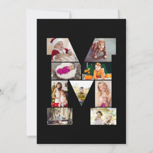 Carte Collage photo avec lettre M noir et blanc