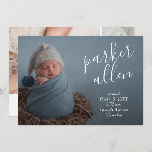 Carte Collage photo bébé élégant Annonces de naissance (Devant / Derrière)