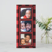 Carte Collage photo Buffalo Plaid Christmas (Debout devant)