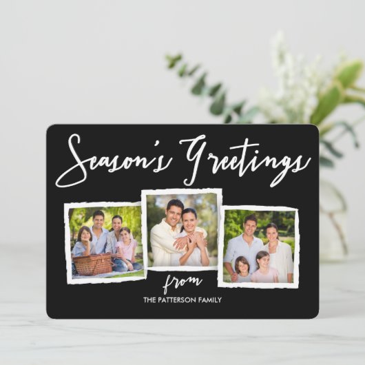 Carte Collage photo classique Bonnes Fêtes (Debout devant)