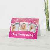 Carte Collage photo couleur rose mignonne Anniversaire p (Devant)