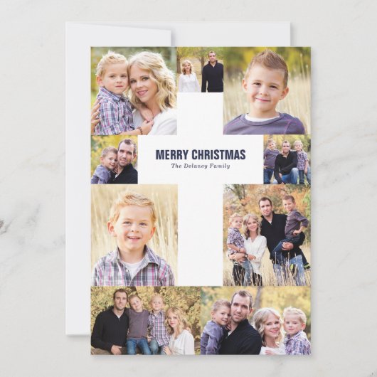 Carte Collage photo croix de Noël MultiPhoto Noël (Devant)