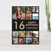 Collage photo d'anniversaire 16 ans 13 photos Noir