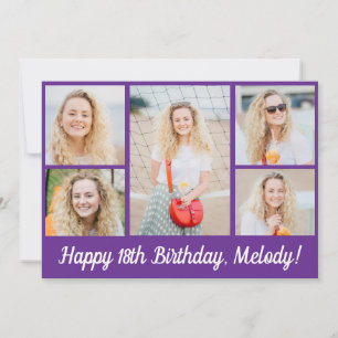 Carte Collage photo d'anniversaire violet joli
