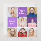 Carte Collage photo d'anniversaire violet personnalisé (Devant)