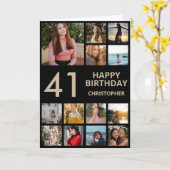 Carte Collage photo de 41e anniversaire 13 Photos Black  (Fleur jaune)