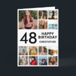 Carte Collage photo de 48e anniversaire 13 photos noir b<br><div class="desc">48e Joyeux Anniversaire Photo Collage 13 Photos Carte d'Anniversaire Noir et Blanc pour n'importe quel âge. 1er 13ème 15ème 16ème 18ème 20ème 21ème 30ème 40ème 50ème 60ème 70ème 80ème 90ème 100ème, tout âge. Pour plus de personnalisation, cliquez sur le bouton "Customiser" et utilisez notre outil de conception pour modifier ce...</div>
