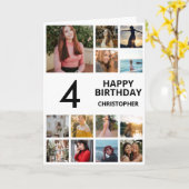Carte Collage photo de 4e anniversaire 13 photos noir et (Fleur jaune)