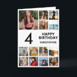 Carte Collage photo de 4e anniversaire 13 photos noir et<br><div class="desc">4e Joyeux Anniversaire Photo Collage 13 Photos Carte d'Anniversaire Noir et Blanc pour n'importe quel âge. 1er 13ème 15ème 16ème 18ème 20ème 21ème 30ème 40ème 50ème 60ème 70ème 80ème 90ème 100ème, tout âge. Pour plus de personnalisation, cliquez sur le bouton "Customiser" et utilisez notre outil de conception pour modifier ce...</div>