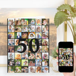 Carte Collage photo de 50e ou tout âge Gros anniversaire<br><div class="desc">grande carte d'anniversaire modèle photo que vous pouvez customiser pour n'importe quel âge et ajouter jusqu'à 40 photos différentes. L'exemple est pour un 50ème anniversaire que vous pouvez modifier et vous pouvez également personnaliser le message à l'intérieur et enregistrer l'année à l'arrière. Le modèle photo est prêt pour vous à...</div>