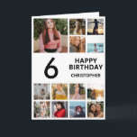 Carte Collage photo de 6e anniversaire 13 photos noir et<br><div class="desc">6e Joyeux Anniversaire Photo Collage 13 Photos Carte d'Anniversaire Noir et Blanc pour n'importe quel âge. 1er 13ème 15ème 16ème 18ème 20ème 21ème 30ème 40ème 50ème 60ème 70ème 80ème 90ème 100ème, tout âge. Pour plus de personnalisation, cliquez sur le bouton "Customiser" et utilisez notre outil de conception pour modifier ce...</div>