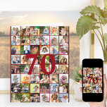 Carte Collage photo de 70e ou tout âge Gros anniversaire<br><div class="desc">grande carte d'anniversaire modèle photo que vous pouvez customiser pour n'importe quel âge et ajouter jusqu'à 40 photos différentes. L'exemple est pour un 70ème anniversaire que vous pouvez modifier et vous pouvez également personnaliser le message à l'intérieur et enregistrer l'année à l'arrière. Le modèle photo est prêt pour vous à...</div>