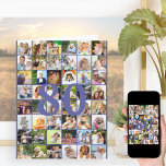 Carte Collage photo de 80e ou tout âge Gros anniversaire<br><div class="desc">grande carte d'anniversaire modèle photo que vous pouvez customiser pour n'importe quel âge et ajouter jusqu'à 40 photos différentes. L'exemple est pour un 80ème anniversaire que vous pouvez modifier et vous pouvez également personnaliser le message à l'intérieur et enregistrer l'année à l'arrière. Le modèle photo est prêt pour vous à...</div>