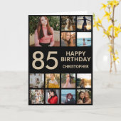 Carte Collage photo de 85e anniversaire 13 Photos Black (Fleur jaune)