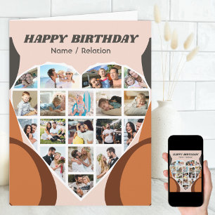 Carte Collage photo de cœur personnalisé Anniversaire co