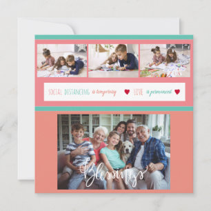 Carte Collage photo de famille rester à la maison messag