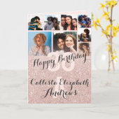 Carte Collage photo de la Parties scintillant d'or rose  (Fleur jaune)