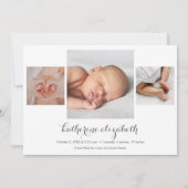 Carte Collage photo de la petite fille Annonces de naiss (Dos)