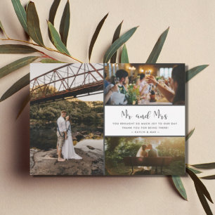 Carte Collage photo de M. et Mme Merci Gris et blanc