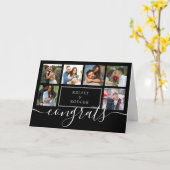 Carte Collage photo de mariage Félicitations Noir et Bla (Fleur jaune)