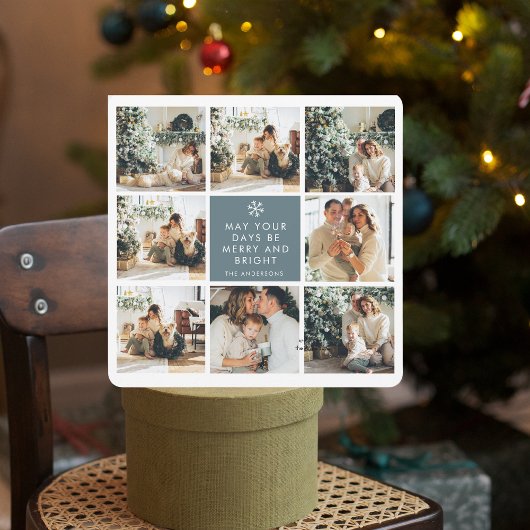 Carte Collage photo de Noël | Joyeux Noël | Bleu