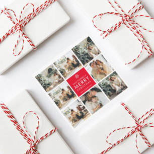 Carte Collage photo de Noël   Joyeux Noël   Rouge
