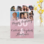 Carte Collage photo de Parties scintillant rose Joyeux a (Fleur jaune)