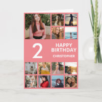Collage photo du 2e anniversaire 13 Photos rose et