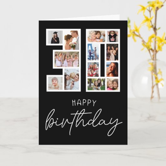 Carte Collage photo du 30e anniversaire (Fleur jaune)