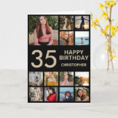 Carte Collage photo du 35e anniversaire 13 photos Black (Fleur jaune)