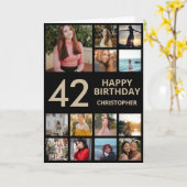 Carte Collage photo du 42e anniversaire 13 Photos Black  (Fleur jaune)