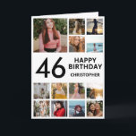 Carte Collage photo du 46e anniversaire 13 photos noir b<br><div class="desc">46th Happy Birthday Photo Collage 13 Photos Carte d'anniversaire noir et blanc pour n'importe quel âge. 1er 13ème 15ème 16ème 18ème 20ème 21ème 30ème 40ème 50ème 60ème 70ème 80ème 90ème 100ème, tout âge. Pour plus de personnalisation, cliquez sur le bouton "Customiser" et utilisez notre outil de conception pour modifier ce...</div>