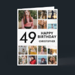 Carte Collage photo du 49e anniversaire 13 photos noir b<br><div class="desc">49e Joyeux Anniversaire Photo Collage 13 Photos Carte d'Anniversaire Noir et Blanc pour n'importe quel âge. 1er 13ème 15ème 16ème 18ème 20ème 21ème 30ème 40ème 50ème 60ème 70ème 80ème 90ème 100ème, tout âge. Pour plus de personnalisation, cliquez sur le bouton "Customiser" et utilisez notre outil de conception pour modifier ce...</div>
