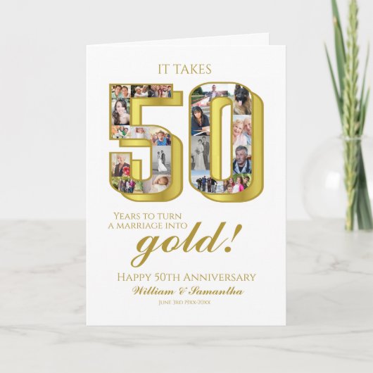 Carte Collage photo du 50e anniversaire du Mariage d'or (Devant)