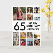 Carte Collage photo du 65e anniversaire 13 photos noir b (Fleur jaune)