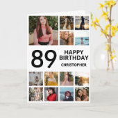 Carte Collage photo du 89e anniversaire 13 photos noir b (Fleur jaune)