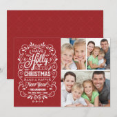 Carte Collage photo Holly Jolly Christmas Holiday (Devant / Derrière)