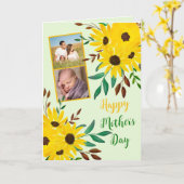 Carte Collage photo  "Joyeuse fête des Mères" Tournesol  (Fleur jaune)