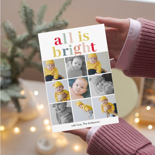 Carte Collage Photo|Joyeux Fêtes Coloré Tout Est Lumineu