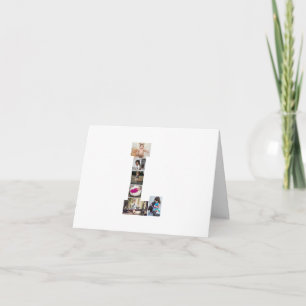 Carte Collage photo L en lettres noires et blanches