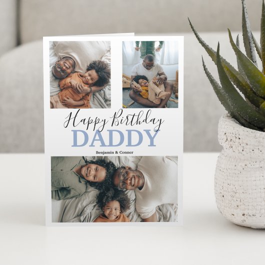 Carte Collage Photo Moderne de 3 | Anniversaire